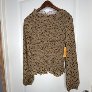 Coco & Shay Women's Large Animal Print Smocked Peplum Top